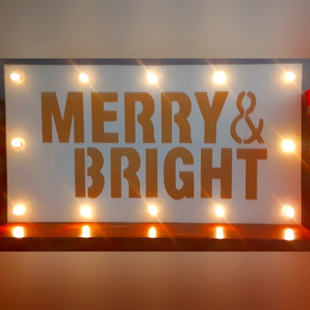 Christmas "Merry & Bright" Holiday Light-Up Marquee Sign